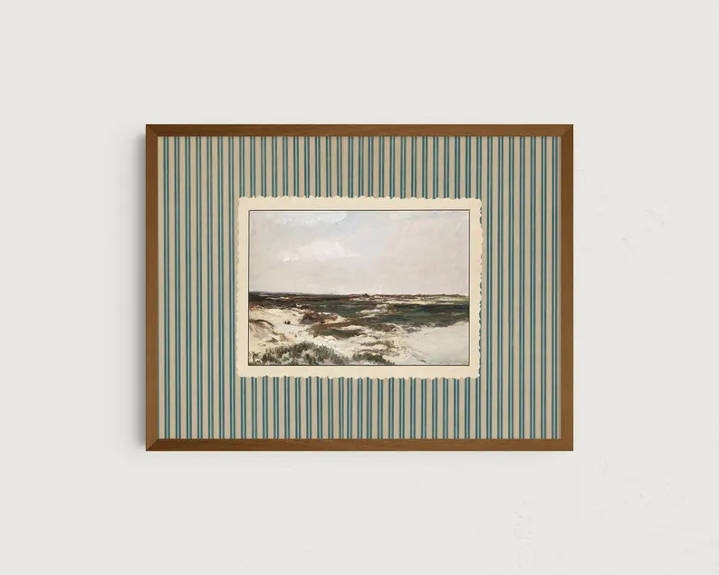 Vintage Coastal Dunes Painting: Striped Cottagecore Art Print, Beach House Wall Decor | Etsy (Global)