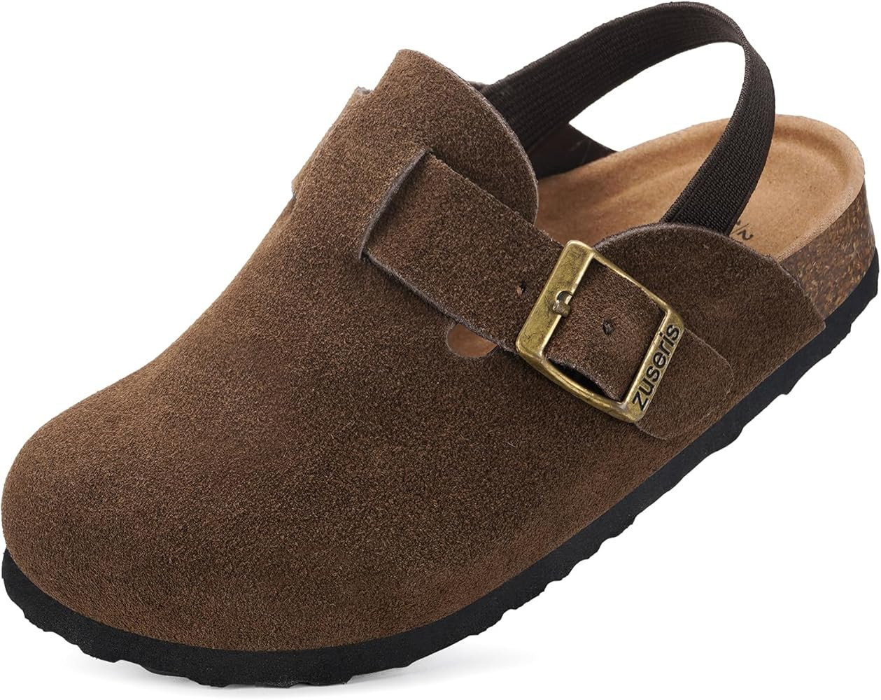 ZUSERIS Kids Suede Clogs Toddler Clogs Boys Girls Cork Footbed Sandals Potato Shoes Leather Slip ... | Amazon (US)