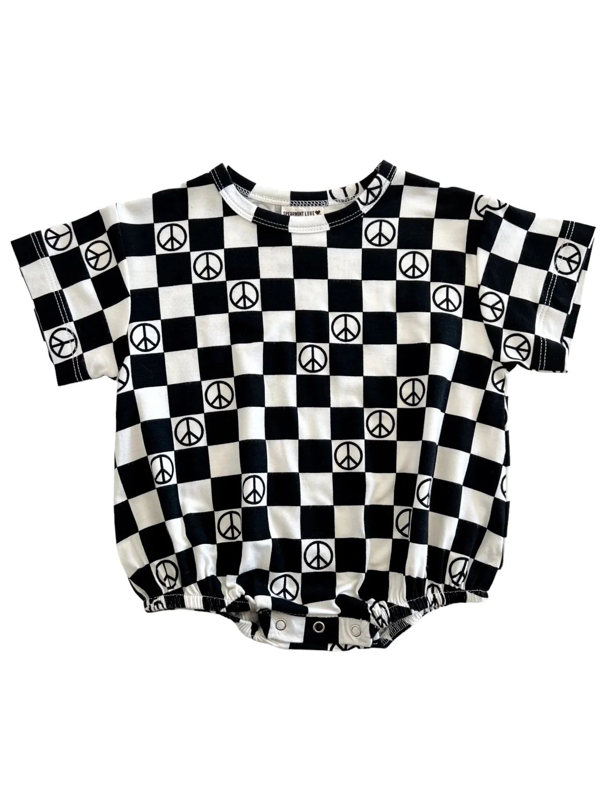 T-Shirt Bubble, Black Peace Checkerboard | SpearmintLOVE