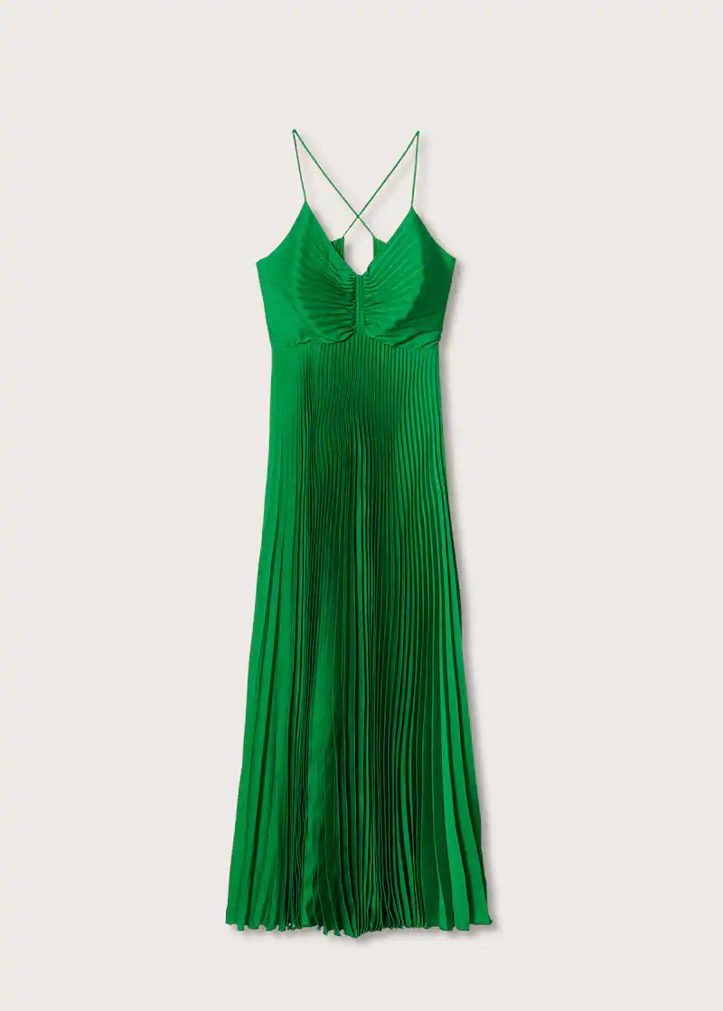 Pleated satin dress -  Women | Mango USA | MANGO (US)