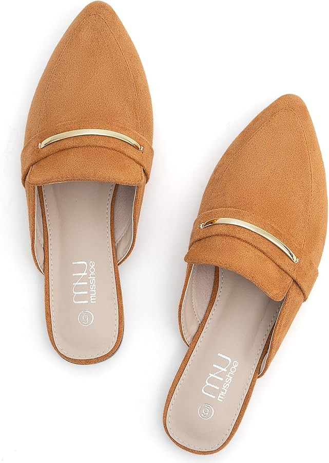 MUSSHOE Comfortable Work Women's Mules - Casual Slip on Black Suede Backless Loafers-Office Busin... | Amazon (US)