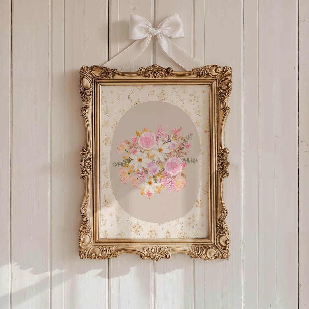 Vintage Floral Wall Print, Cottagecore Decor, Light Academia Printable Wall Art, Coquette Wall Ar... | Etsy (US)