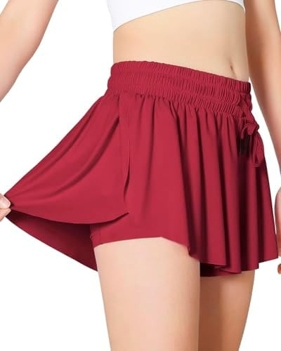 Girls Butterfly Shorts Kids Flowy Short 2-in-1 Girl's Skirts Athletic Skorts with Pocket | Amazon (US)