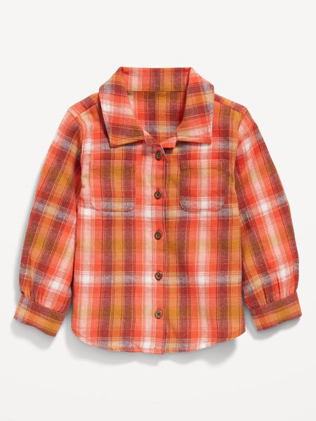 Long-Sleeve Plaid Pocket Shirt for Toddler Girls | Old Navy (US)