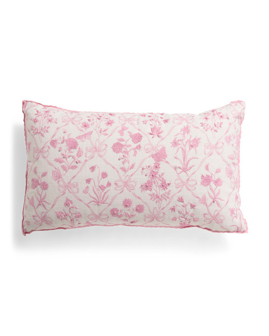 Embroidered Easter Botanical Bow Pillow | TJ Maxx