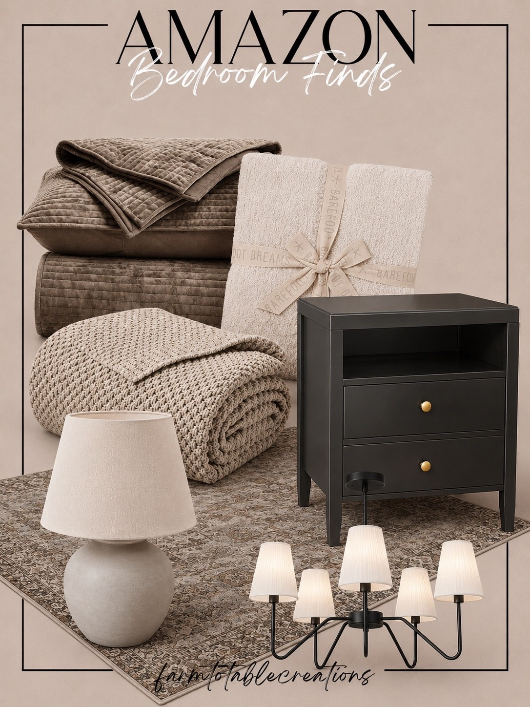 Amazon Bedroom Finds 🤎✨

Creating a cozy, designer-inspired bedroom doesn’t have to break the budget. These Amazon bedroom finds combine rich textures, warm neutral tones, and timeless pieces that instantly elevate your space. From the luxurious quilted bedding and chunky knit throw to the vintage-inspired rug and classic black nightstand, every piece works together to create a warm and inviting retreat you’ll love coming home to.

Whether you’re refreshing your primary bedroom or styling a guest room, these affordable finds bring that high-end, collected look while keeping your space comfortable, functional, and effortlessly beautiful.

Follow @farmtotablecreations on Instagram for more cozy home finds and trending decor.

#LTKHome #AmazonHome #BedroomFinds #BedroomDecor #CozyBedroom #NeutralDecor #BedroomInspiration #AmazonFinds #HomeDecor #BedroomRefresh #MasterBedroom #CozyHome #FarmhouseStyle #EuropeanFarmhouse #InteriorDesign #HomeStyling #AffordableHomeDecor #AmazonMustHaves #BedroomGoals #FarmToTableCreations

#LTKSaleAlert #LTKHome