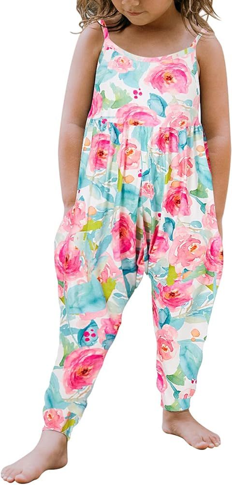 Yousie Toddler Girls Kids Jumpsuit One Piece Floral Dinosaur Playsuit Strap Romper Summer Outfits... | Amazon (US)