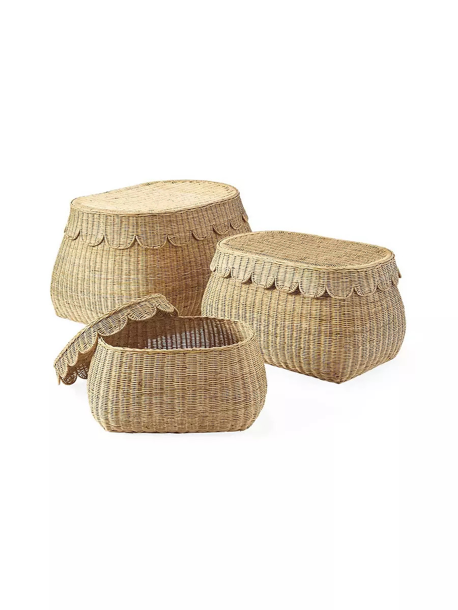 Scallop Rattan Basket | Serena and Lily