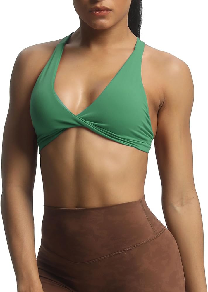 Aoxjox Women's Workout Sports Bras Fitness Backless Padded Satara Low Impact Bra Yoga Crop Tank T... | Amazon (US)