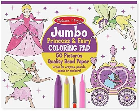 Melissa & Doug Jumbo 50-Page Kids' Coloring Pad Activity Book - Princess and Fairy | Amazon (US)