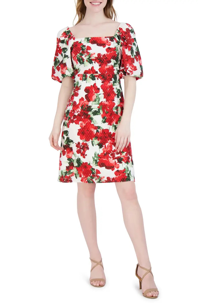 Floral Puff Sleeve Fit & Flare Dress | Nordstrom Rack