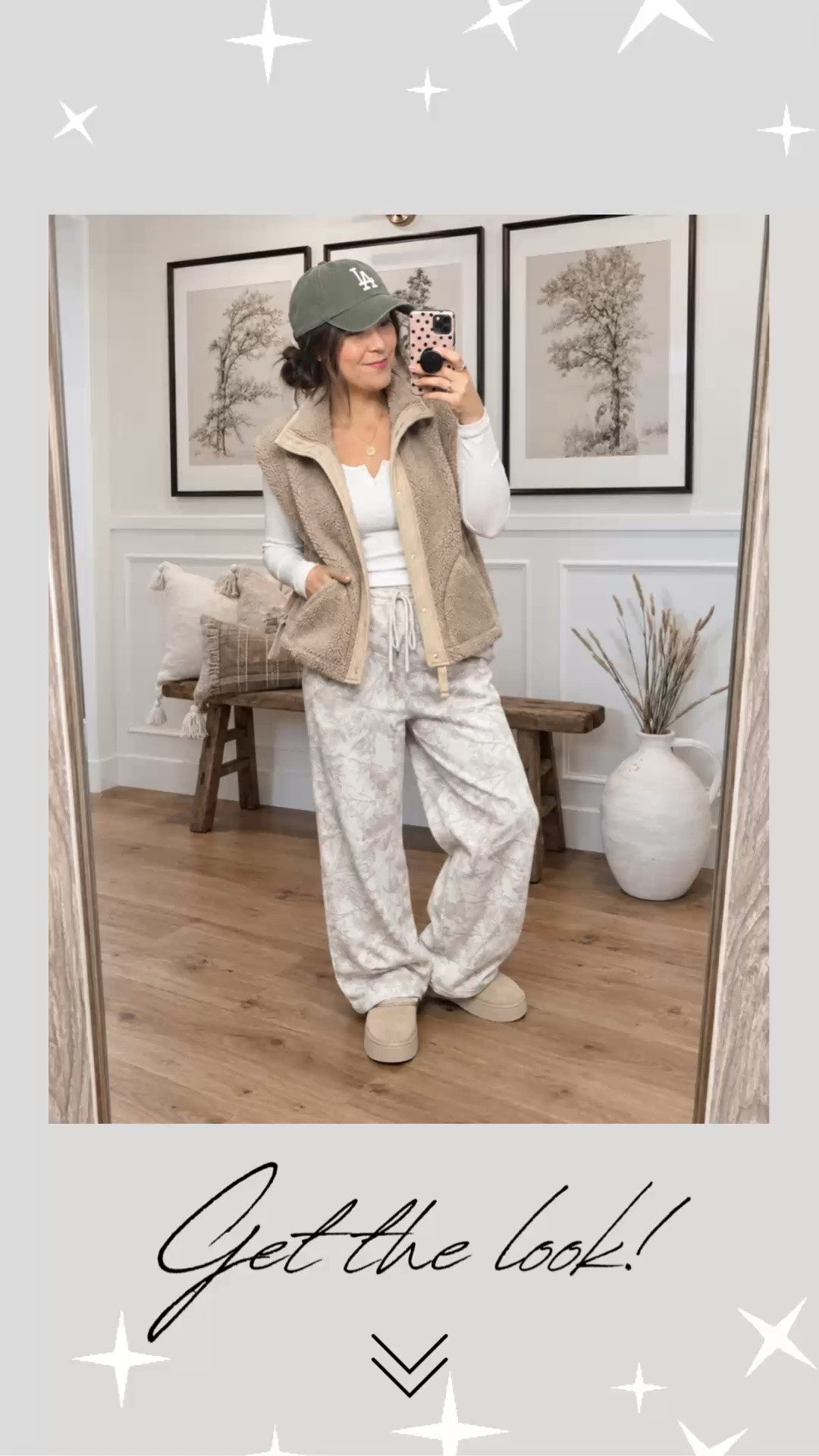 Fall outfits women winter outfits casual outfits comfy outfit work from home outfit Amazon fashion ootd tan khaki beige oversized fuzzy fleece vest tan Sherpa vest free people inspired look for less light grey white camo sweat pants sweats Camo Pants barrel sweatpants Women Baggy Fleece Y2K Camouflage Cargo Pants High Waisted Wide Leg Drawstring Jogger Sweatpants white long sleeve top bodysuit white Henley long sleeve top tan Ugg tazz slippers genuine shearling suede leather platform clogs slippers uggs look for less with green 47 brand baseball hat cap brown aviator sunglasses || #amazon #outfit #winter #fall #cozy #freepeople #vest #affordable #neutrals
.
.
.

Fitness Wear, Activewear, exercise outfit, workout leggings, sports bra, Lulu lemon, free people motion active athleisure Amazon fashion, teacher outfits, business casual, casual outfits, neutrals, street style, Midi skirt, Maxi Dress, Swimsuit, Bikini, Travel, skinny Jeans, Puffer Jackets, Concert Outfits, Cocktail Dresses, Sweater dress, Sweaters, cardigans Fleece Pullovers, hoodies, button-downs, Oversized Sweatshirts, Jeans, High Waisted Leggings, dresses, joggers, fall Fashion, winter fashion, leather jacket, Sherpa jackets, Deals, shacket, Plaid Shirt Jackets, apple watch bands, lounge set, Date Night Outfits, Vacation outfits, Mom jeans, shorts, sunglasses, Disney outfits, Romper, jumpsuit, Airport outfits, biker shorts, Weekender bag, plus size fashion, Stanley cup tumbler Target, Abercrombie and fitch, Amazon, Shein, Nordstrom, H&M, forever 21, forever21, Walmart, asos, Nordstrom rack, Nike, adidas, Vans, Quay, Tarte, Sephora, lululemon, free people, j crew jcrew factory, old navy

#LTKootd #LTKSeasonal #LTKSaleAlert