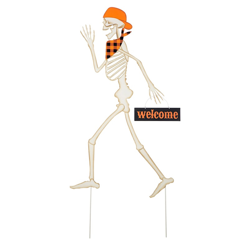 Welcome Skeleton Halloween Yard Stake, 47.8" | At Home