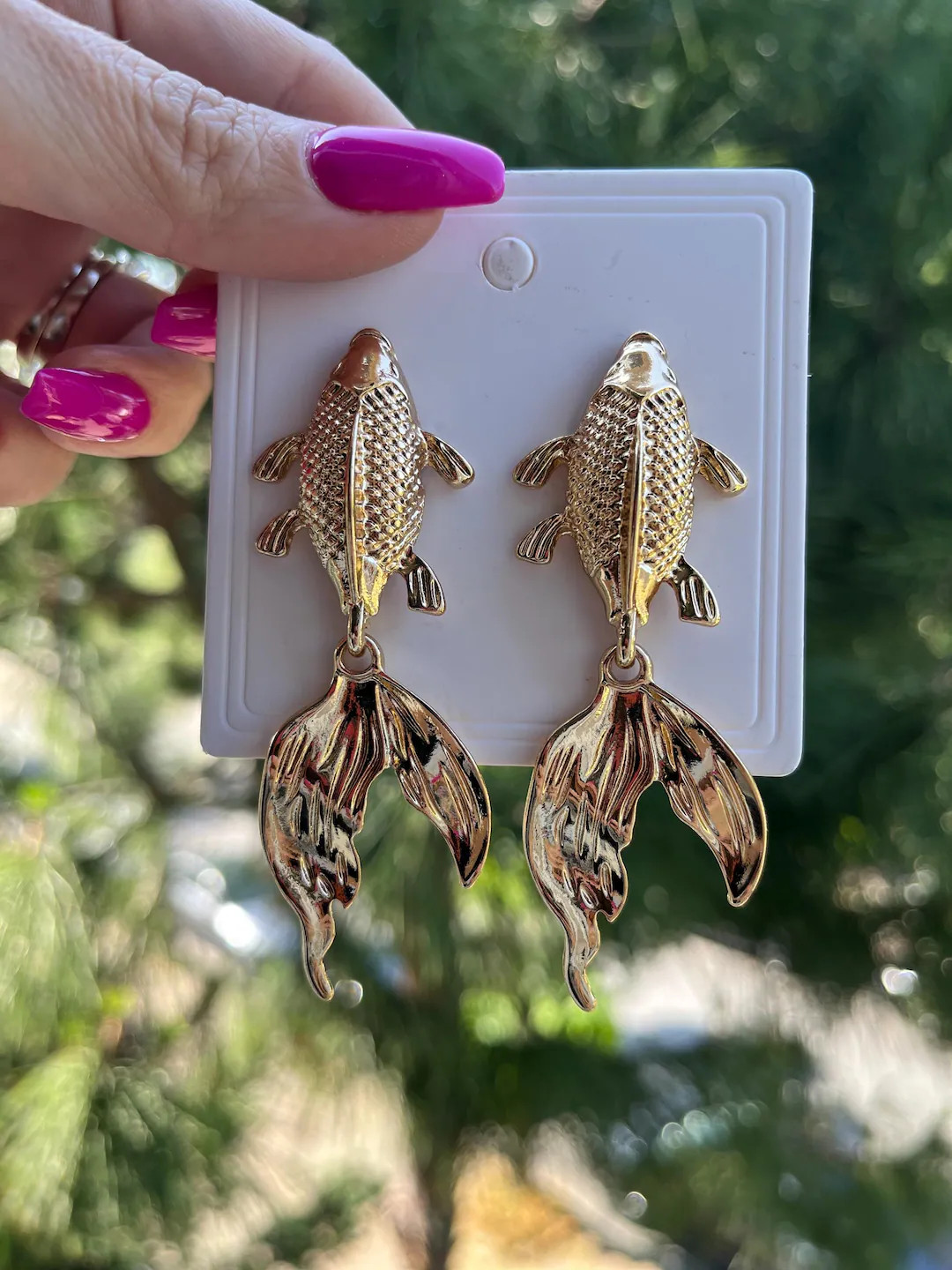 Long Gold Koi Fish Dangle Earrings: Animal Jewelry Gift - Etsy | Etsy (US)