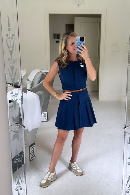 Navy blue one piece, Hadley romper with pleated skirt and built-in shorts
Perfect for Byron Nelson Gold Tournament 
Super flattering
Fits TTS 
Limited sizes in navy white and tan 


#LTKSeasonal #LTKover40 #LTKstyletip