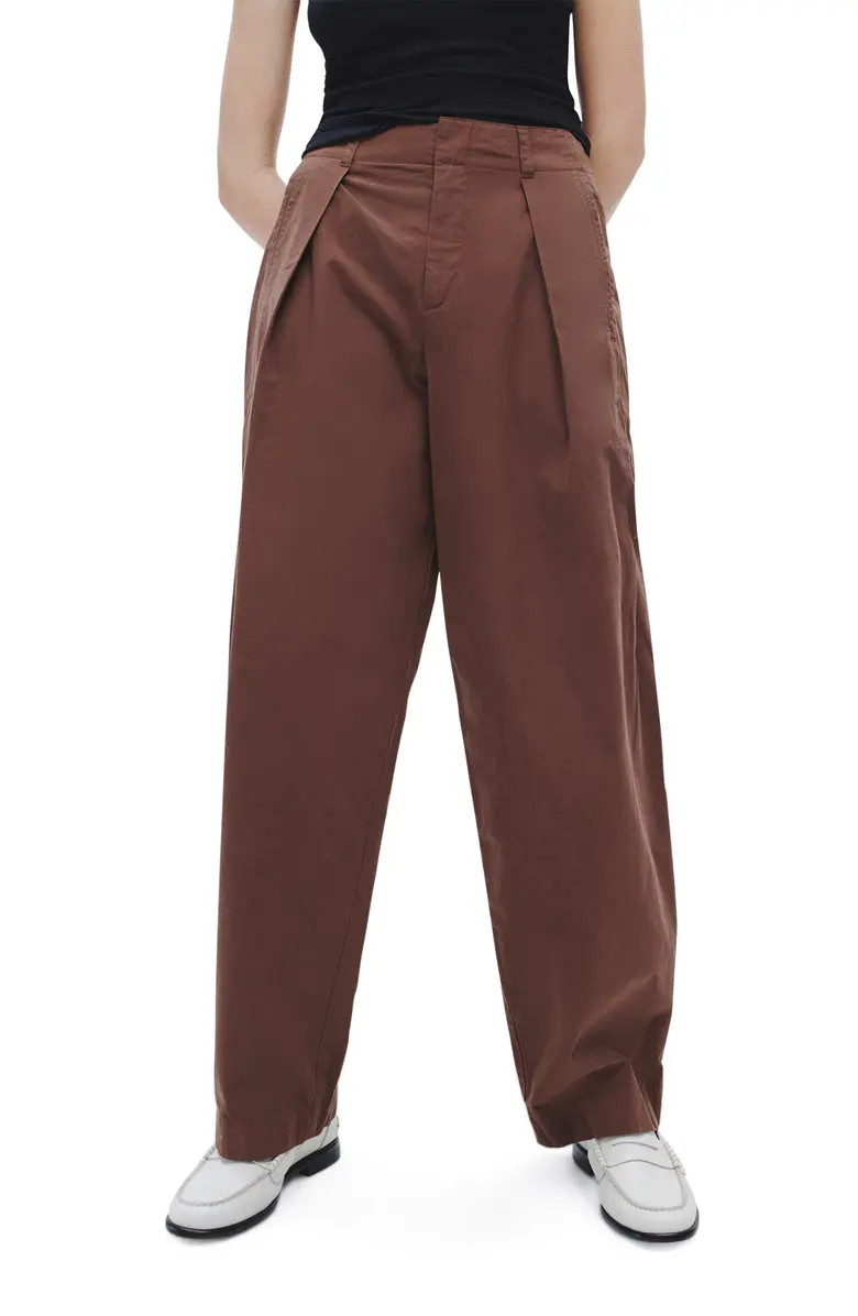 Donovan Pleated Cotton Twill Wide Leg Pants | Nordstrom