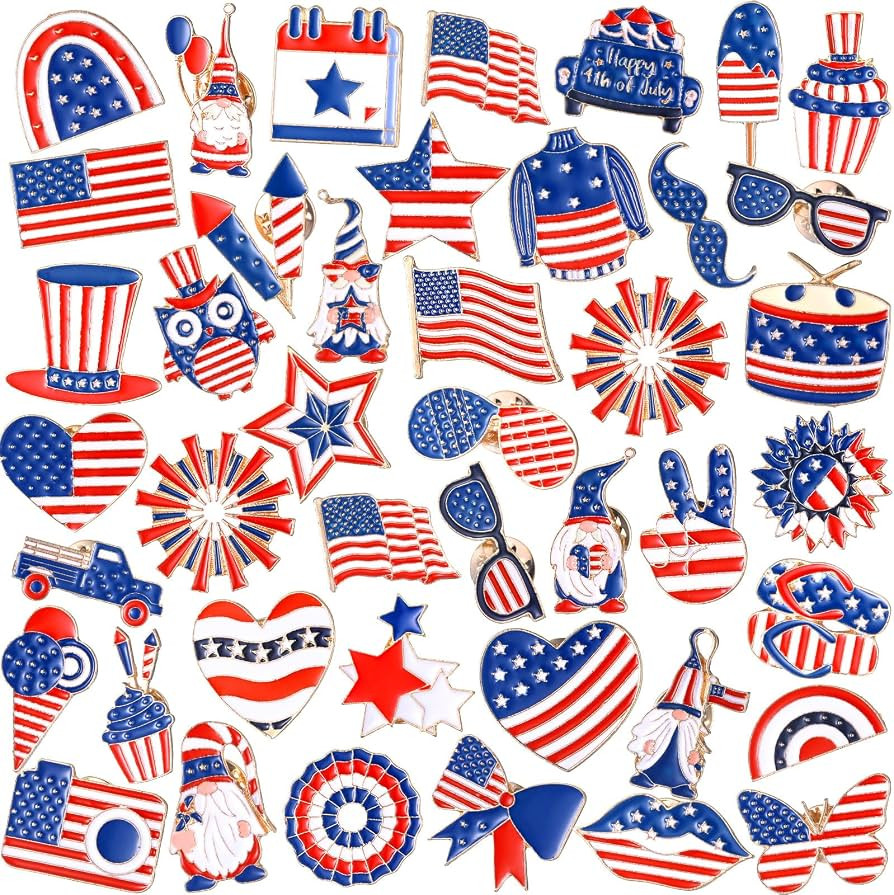 Giegxin 40 Pcs American Flag Pins Bulk Patriotic Lapel Pins Gift American Flag USA Brooch for Bac... | Amazon (US)