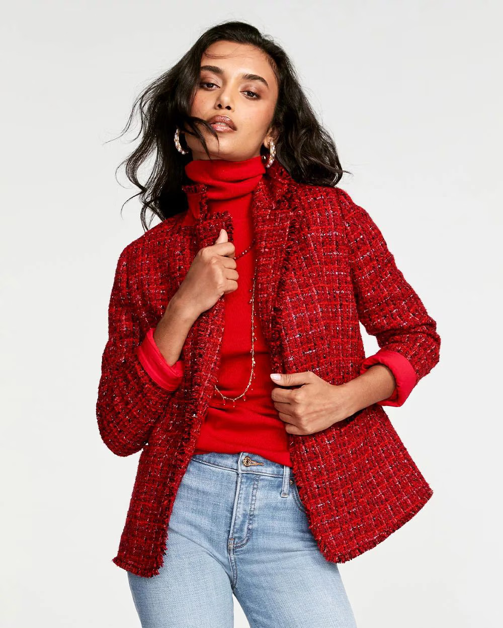 Red Tweed Sequins Blazer | Chico's