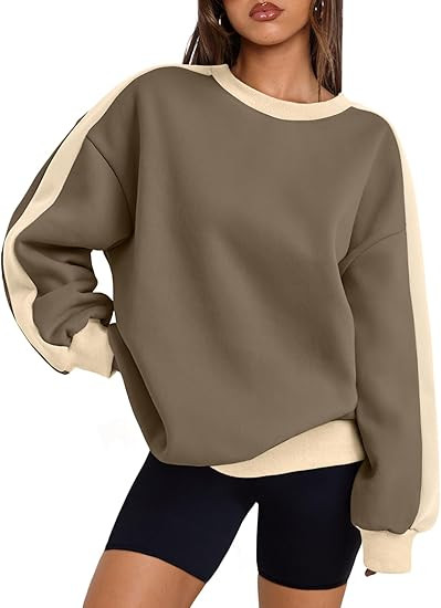 Trendy Queen Womens Oversized Sweatshirts Crewneck Hoodies Color Block Long Sleeve Pullover Fall ... | Amazon (US)