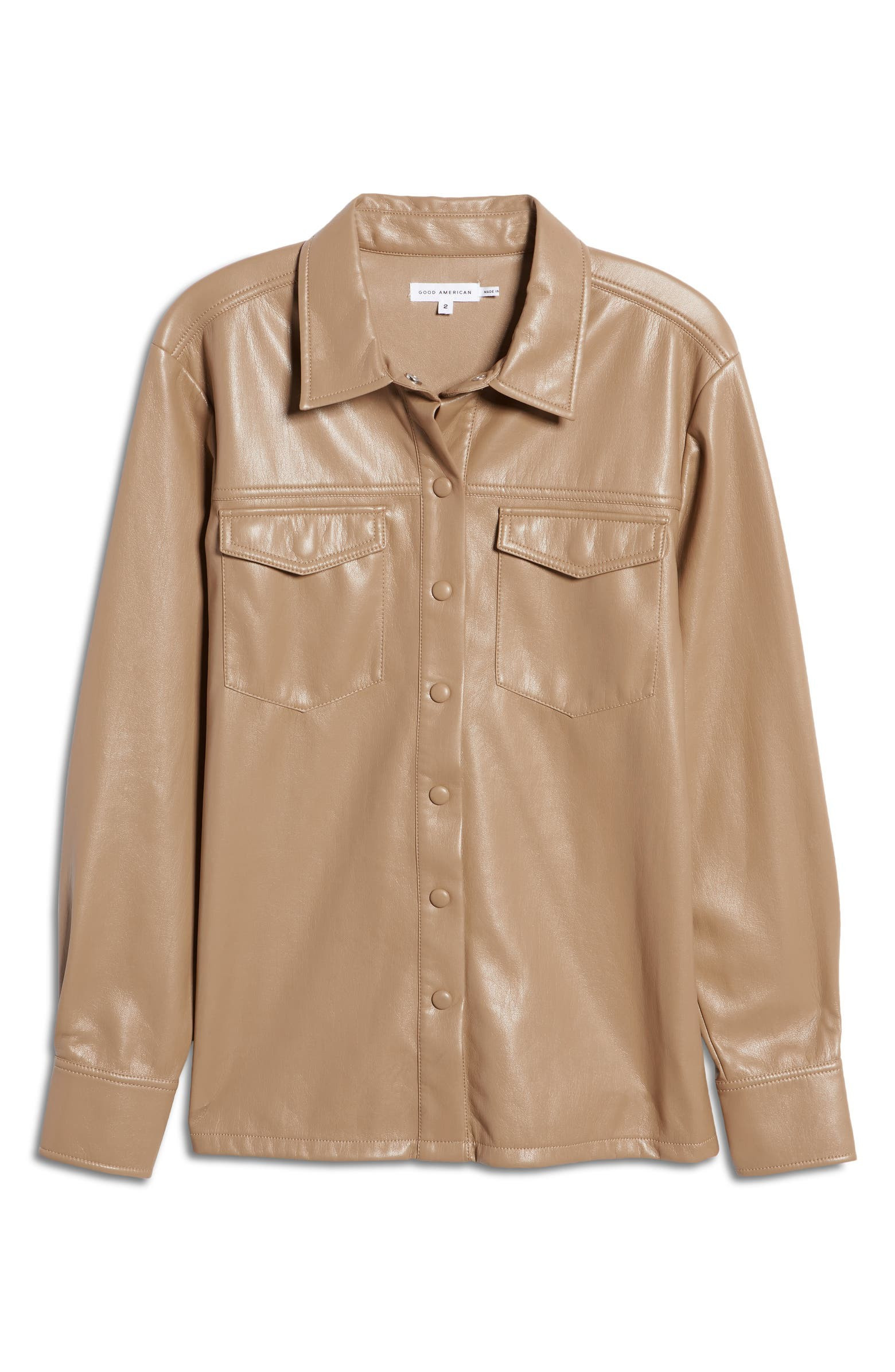 Utility Faux Leather Button-Up Shirt | Nordstrom