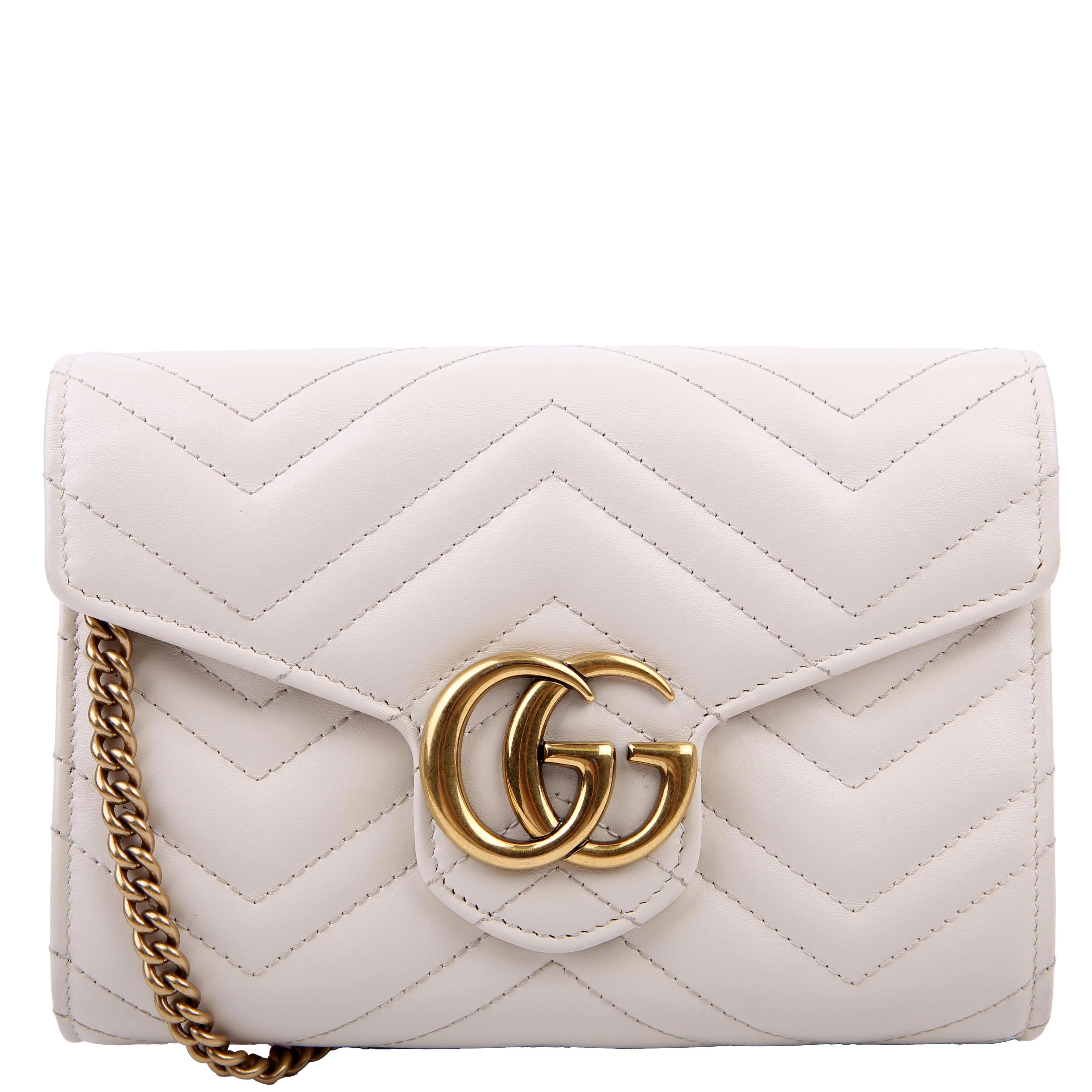 474575 Marmont Chain Wallet White | Keeks Designer Handbags