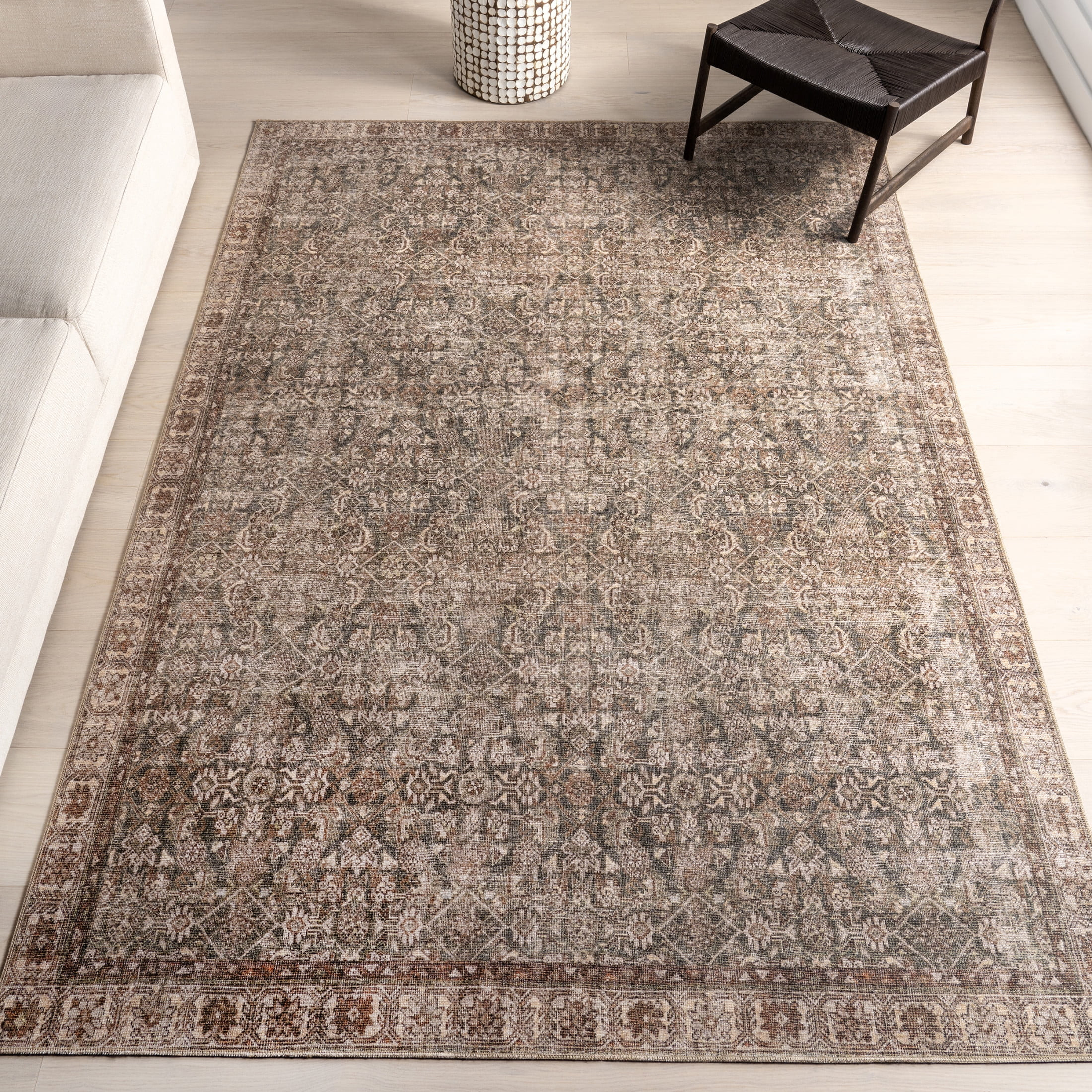Nuloom Hillstone Collection Traditional Vintage Medallion Area Rug, 5' x 8', Calianna Brown | Walmart (US)
