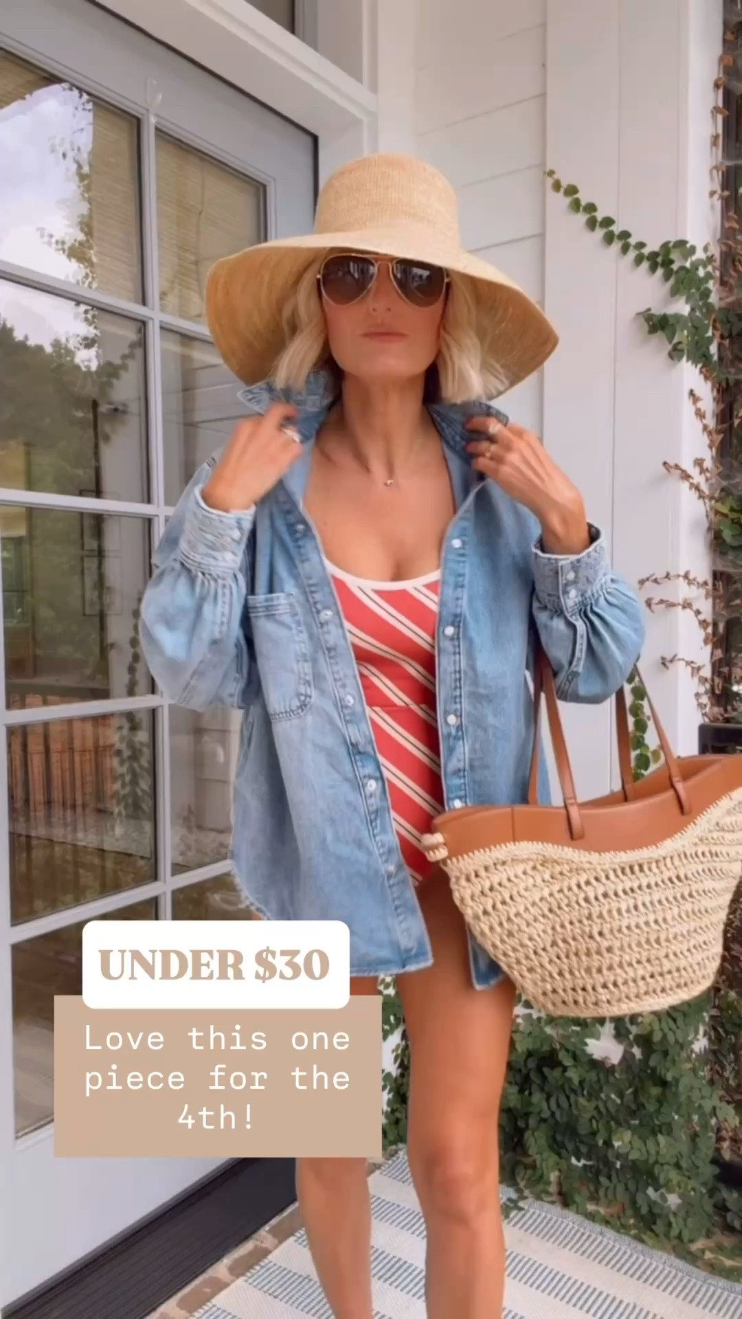 Love this look for the 4th of July! This red swimsuit is 40% off today only! Wearing S in swimsuit & M in denim shirt! 

Loverly Grey, Target circle week, swimsuits, July 4th outfit inspired, one piece swimsuits, denim shirt

#LTKSeasonal #LTKSaleAlert #LTKSwim