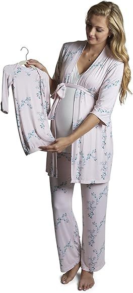 5 Piece Maternity and Nursing PJ Pant Set for Mom and Baby | Amazon (US)
