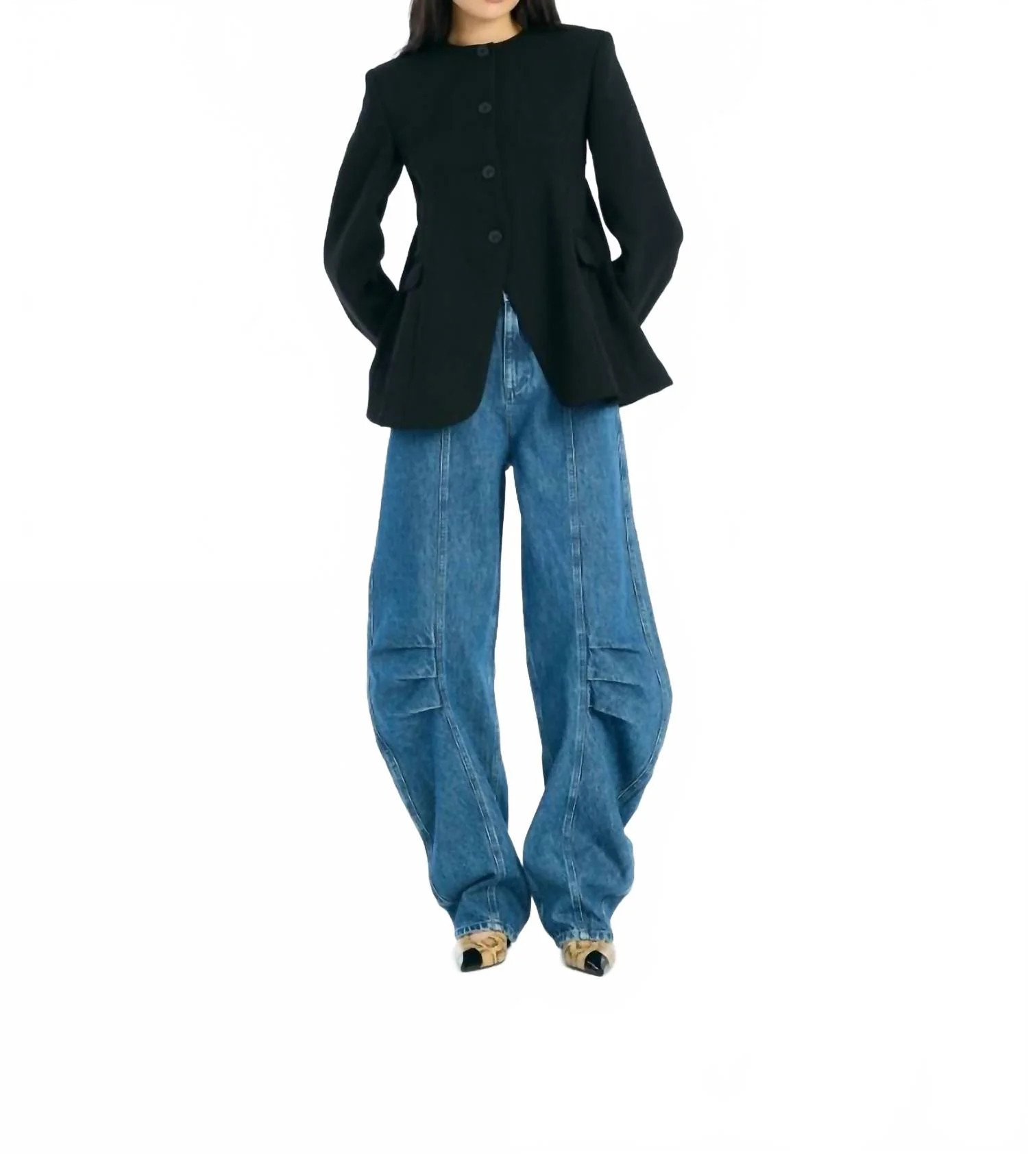 Cargo Pants In Medium Blue Denim | Shop Simon