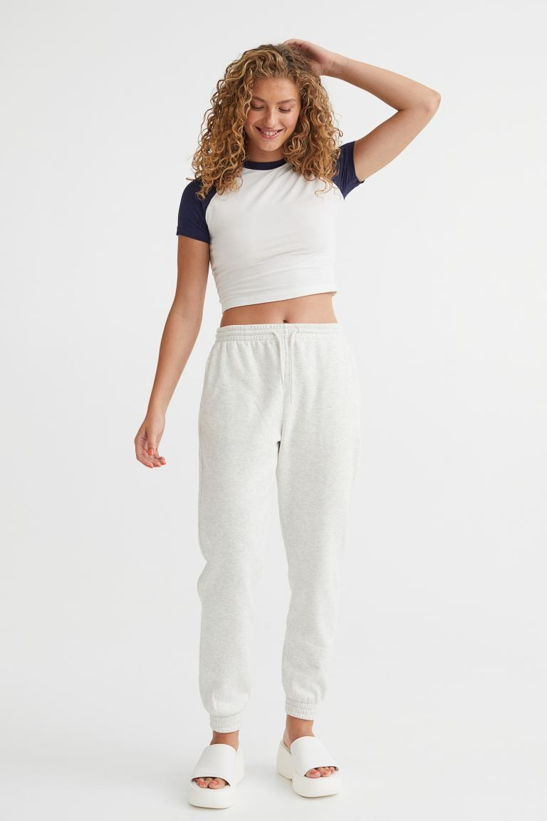 High Waist Joggers - Light gray melange - Ladies | H&M US | H&M (US + CA)