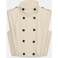 Zara - Pleated Button-Up Vest - Beige - L - Woman | Zara US
