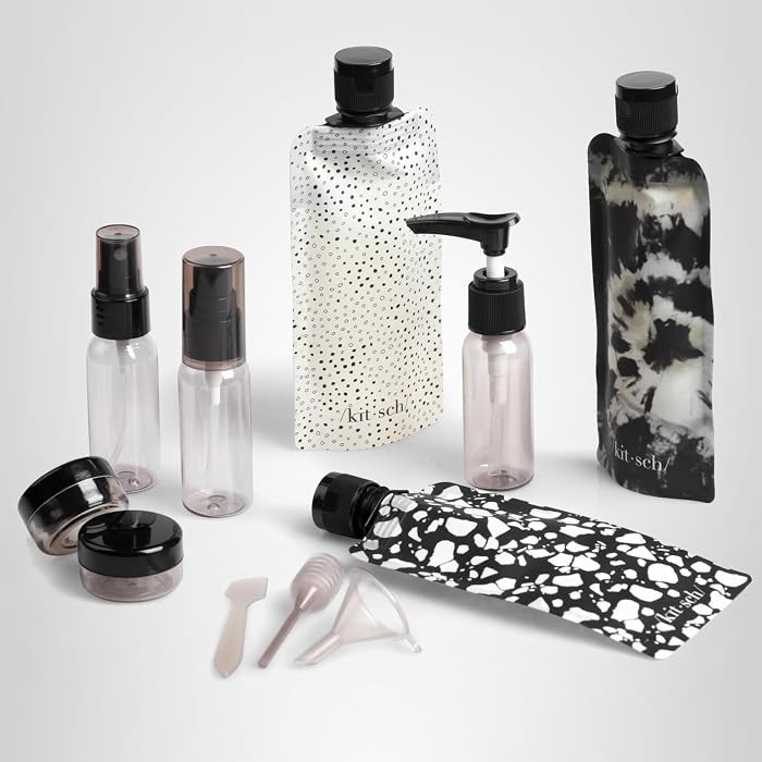 Kitsch 11 PCS Travel Containers for Toiletries \u2013 Travel Essentials Kit for Shampoo, & More -... | Amazon (US)