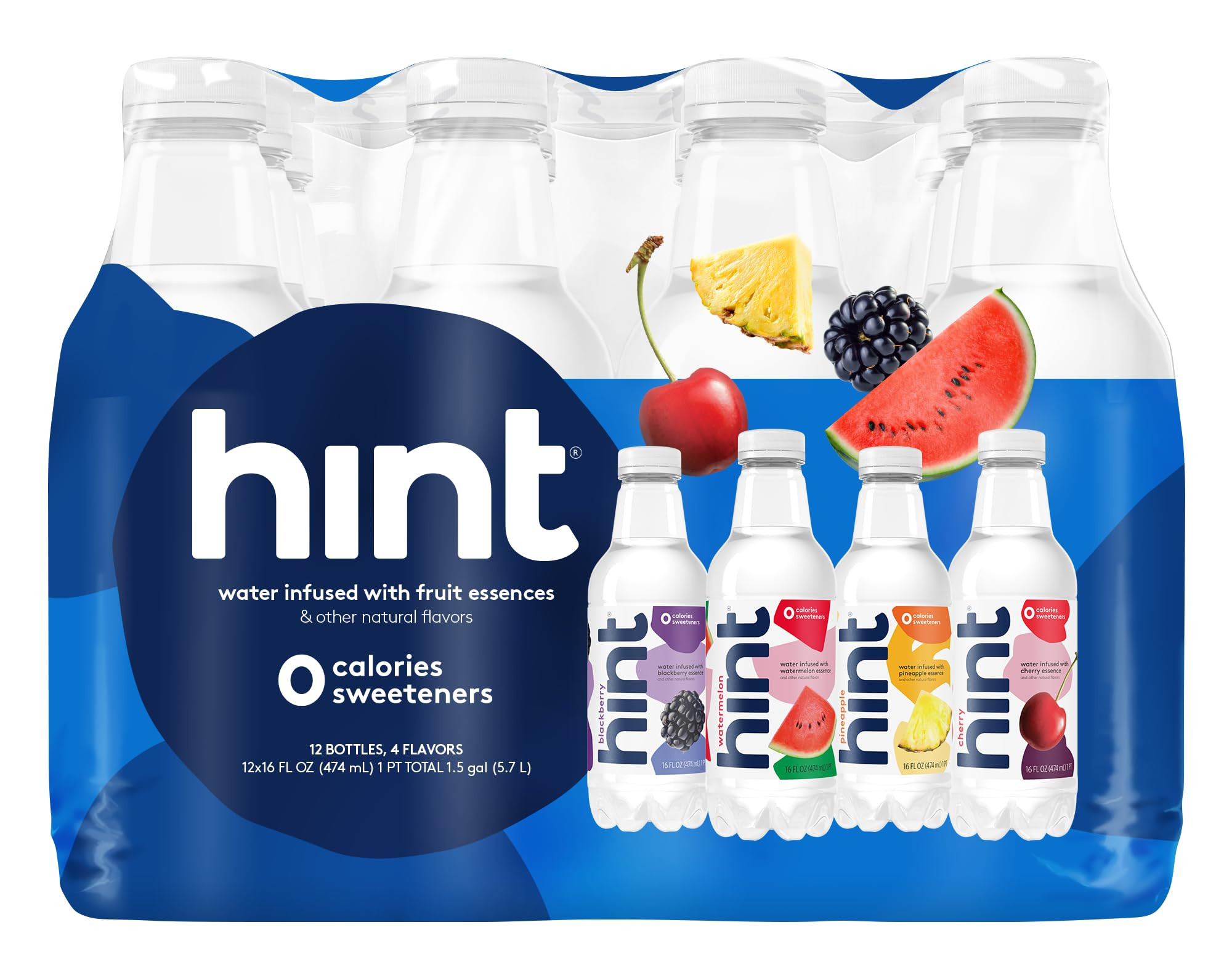 Hint Water Best Sellers Pack, 3 Bottles Each of: Watermelon, Blackberry, Cherry, and Pineapple, Z... | Amazon (US)