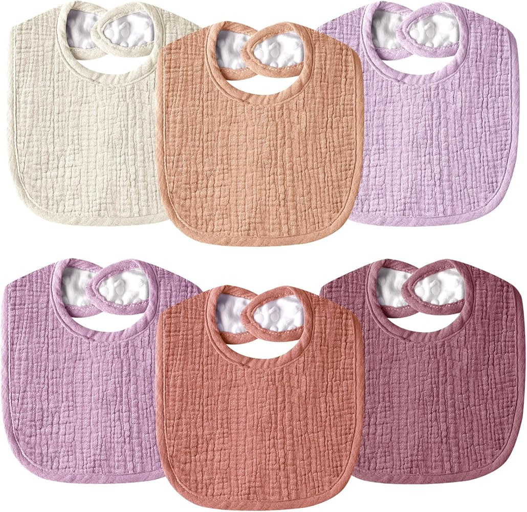Muslin Baby Bibs for Unisex Boys Girls, Cotton Drool Bibs, Adjustable Newborn Bibs for Drooling a... | Amazon (US)