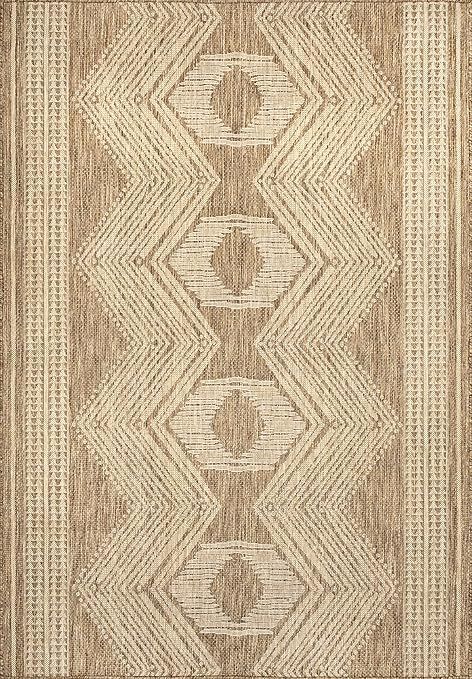 nuLOOM Ranya Tribal Indoor/Outdoor Area Rug, 6' 7" x 9', Light Brown | Amazon (US)