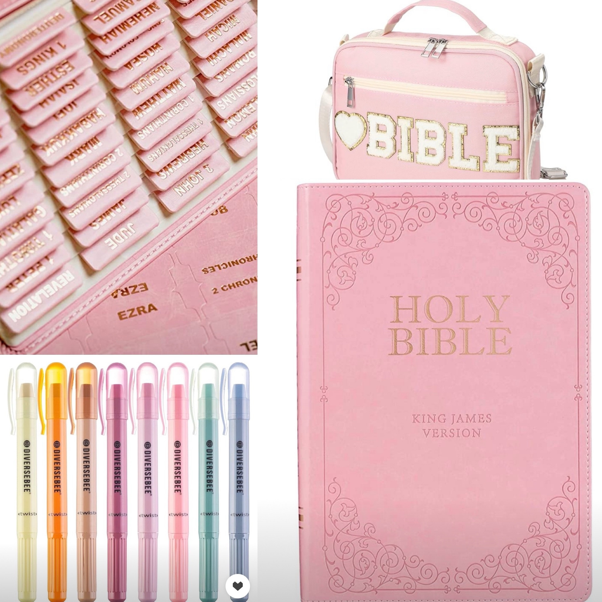 Bible Study supplies
What’s in my Bible study bag
Pink
Kjv
Gel highlighters
No bleed
Bible tabs
Amazon finds 

#LTKItBag #LTKFindsUnder50 #LTKSeasonal