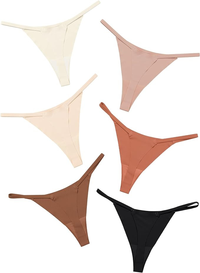 DEANGELMON Seamless G-string Thongs for Women - No Show Thong Underwear Low Rise Stretch Panties ... | Amazon (US)
