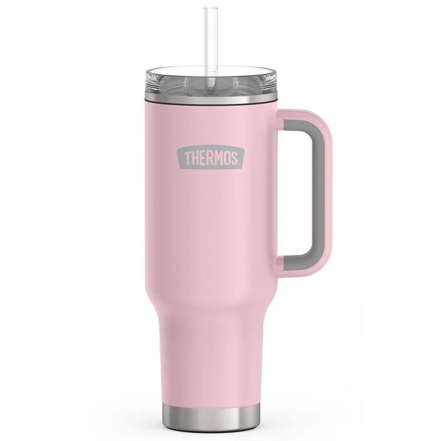 Thermos - 40 oz Stainless Steel Cup Holder Mug w/ Straw - Sunset Pink | Best Buy U.S.