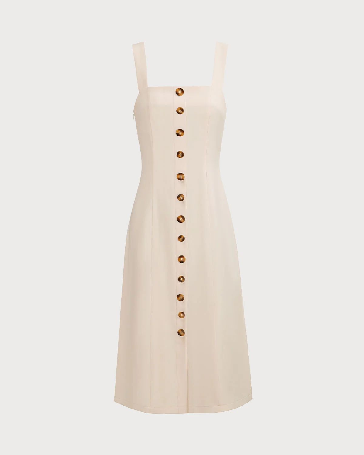 The Apricot Square Neck Button Slip Midi Dress & Reviews - Apricot - Dresses | RIHOAS | rihoas.com