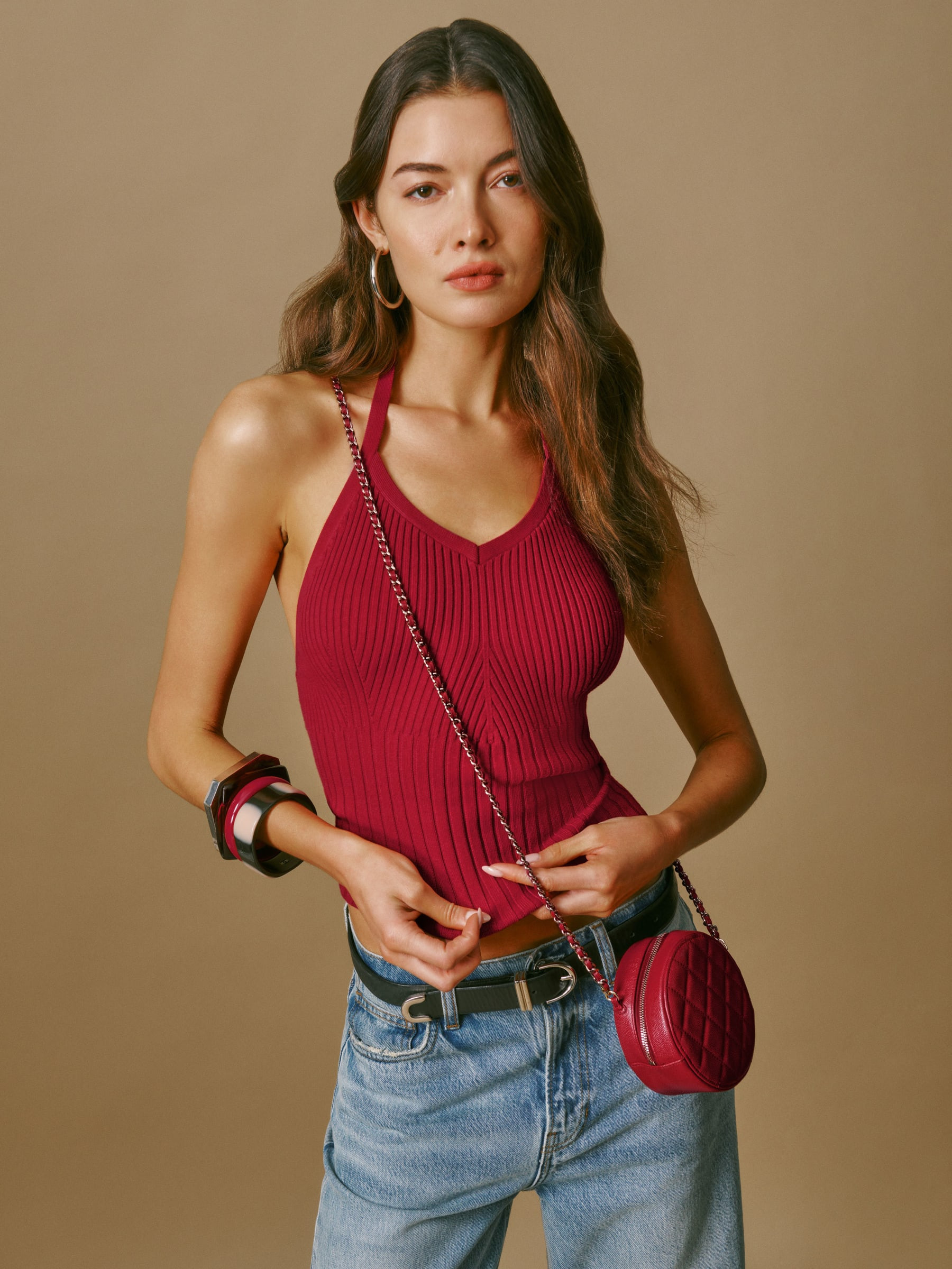 Delia Ribbed Halter Top | Reformation (Global)