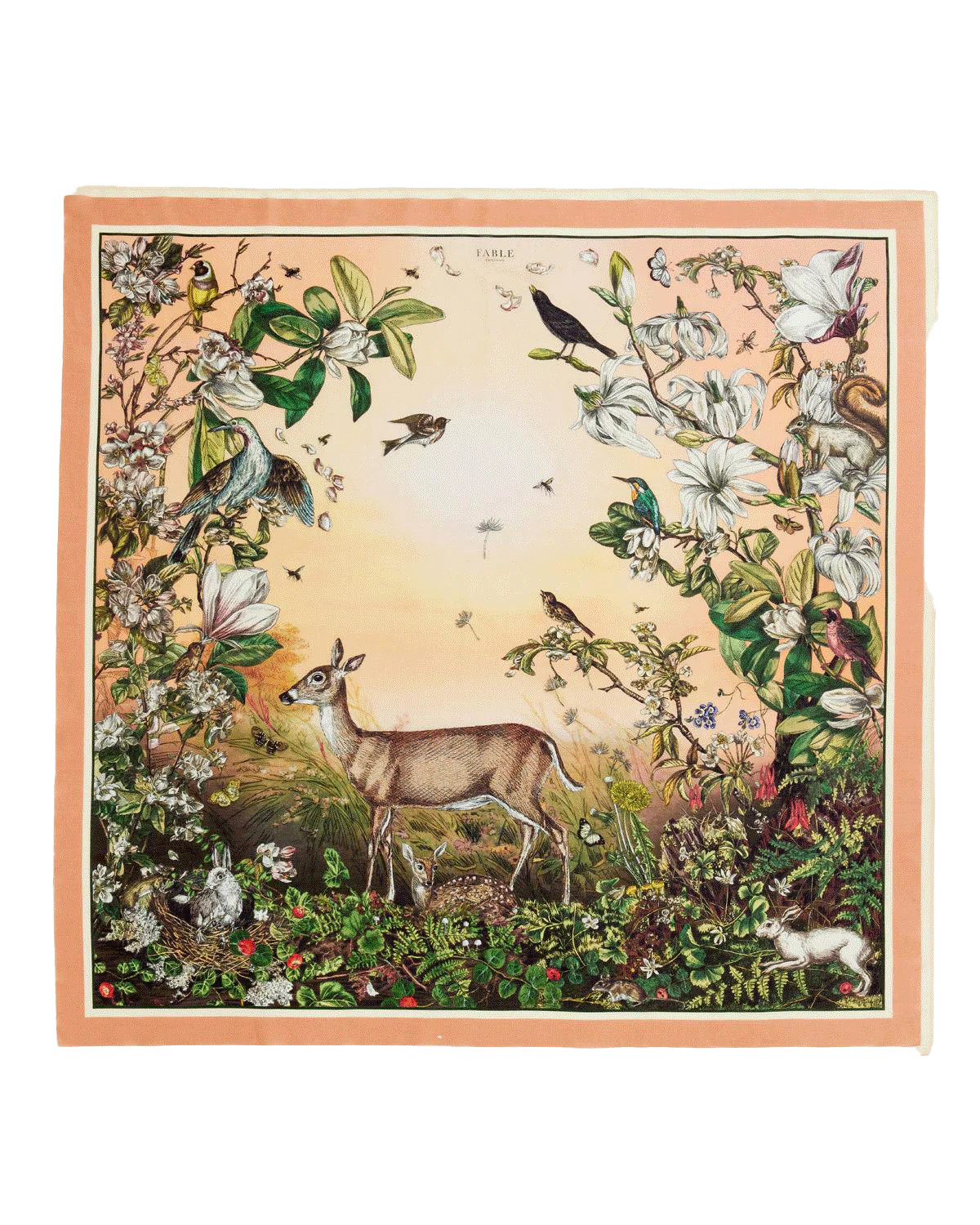 Morning Song Narrative Silk Blend Square Scarf | Fable England