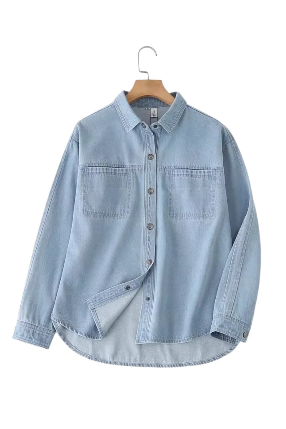 'Brittni' Long-Sleeved Collared Denim Shirt (2 Colors) | Goodnight Macaroon