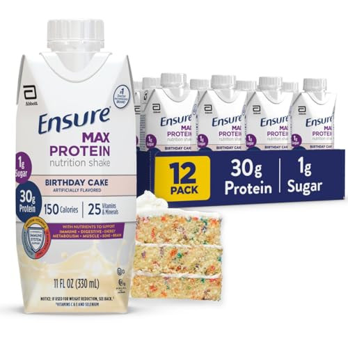 Ensure Max Protein Shake | Birthday Cake | Ready to Drink | 30g Protein for Muscle Health | 1g Su... | Amazon (US)