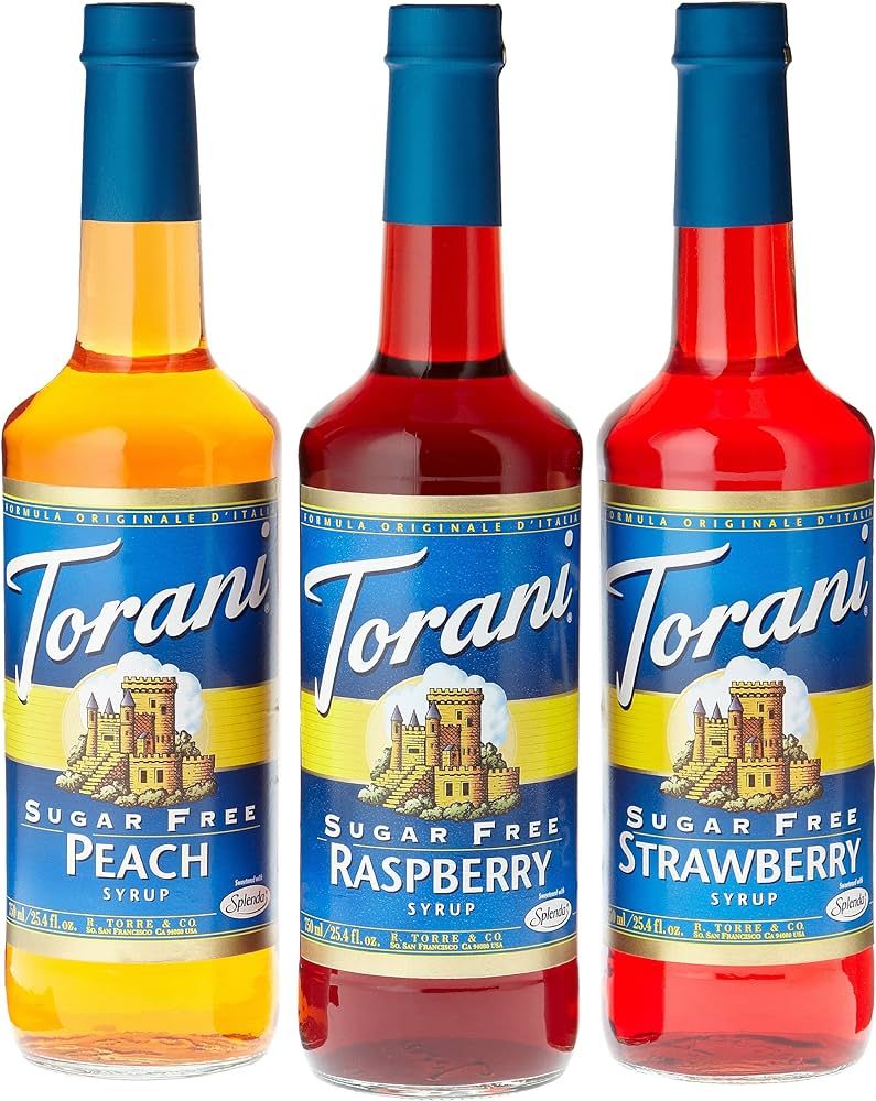 Torani Sugar Free Fruit Flavor Syrup Variety Pack - Raspberry, Strawberry, Peach, 25.4 Fl Oz (Pac... | Amazon (US)