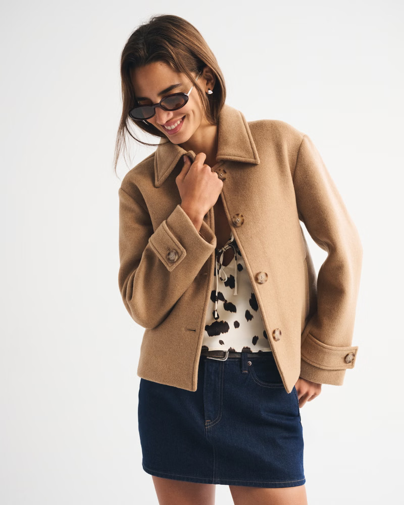 Women's Short Wool-Blend Coat | Women's Coats & Jackets | Abercrombie.com | Abercrombie & Fitch (US)