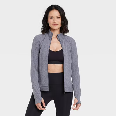 Women's Zip-Front Jacket - All in Motion™ Charcoal Heather M | Target