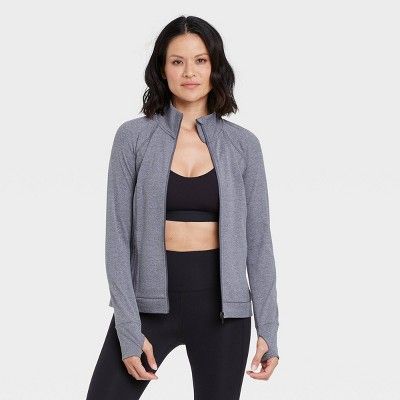Women&#39;s Zip-Front Jacket - All in Motion&#8482; Charcoal Heather M | Target