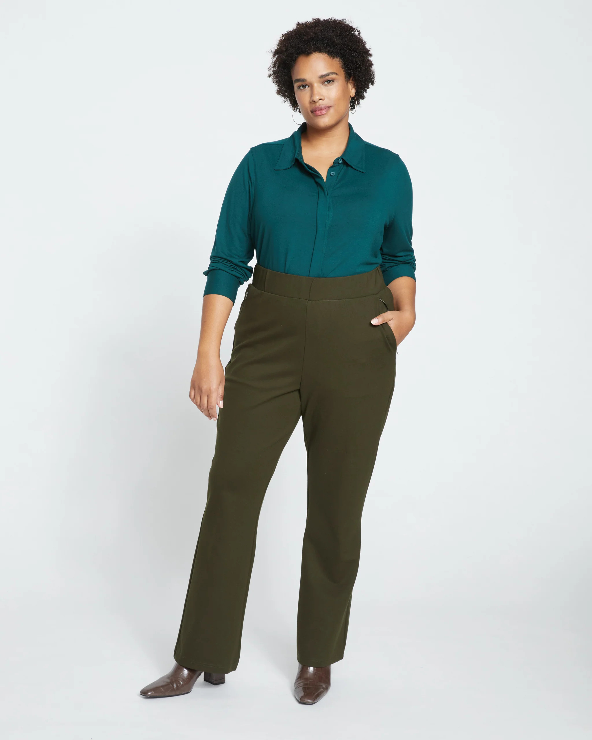 Pull On Bootcut Ponte Pants - Evening Forest | Universal Standard