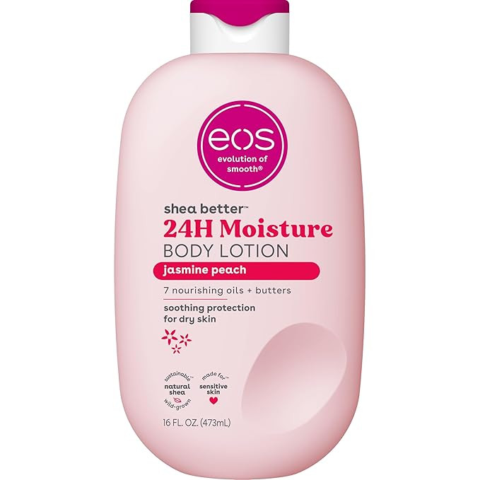 eos Shea Better Body Lotion Jasmine Peach, 24-Hour Moisture Skin Care, Lightweight & Non-Greasy, ... | Amazon (US)
