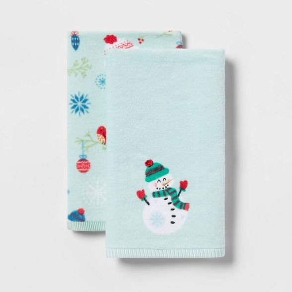 2pk Embroidery Hem Holiday Hand Towel Set - Wondershop™ | Target